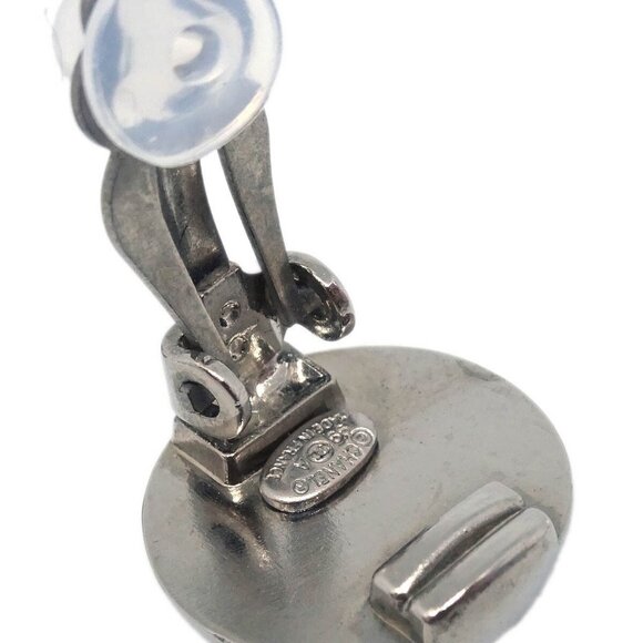Chanel Button Earrings Clip-On Silver 99A - Picture 4 of 4